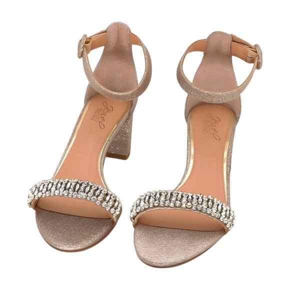 Badgley Mischka Glittering Sandals in Gold - Picture 4 of 7